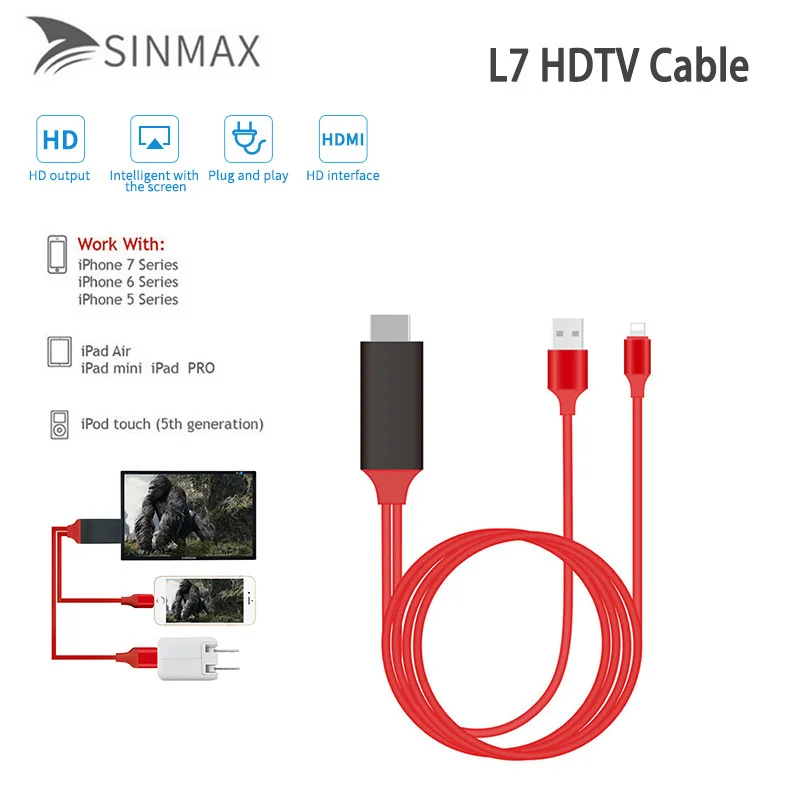 Plug& Play HD ТВ кабель HD дисплей кабель адаптер 1080P full HD HDMI в HD ТВ кабель для apple IOS vs mirascreen netflix tv stick t2