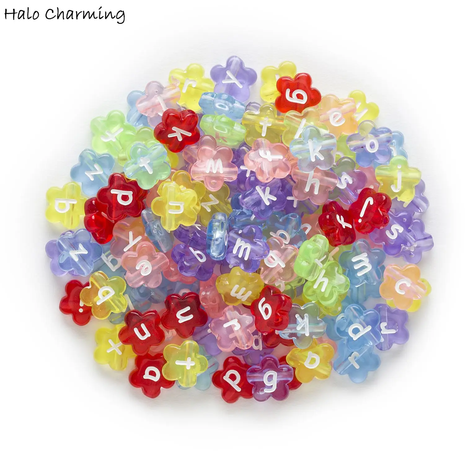 100 шт. разноцветные акриловые бусины-разделители в случайных цветах с буквами