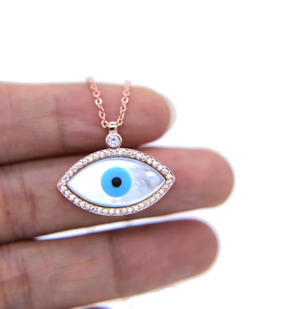 Ожерелье с подвеской из перламутра турецким Злым Глазом синее ожерелье бисера