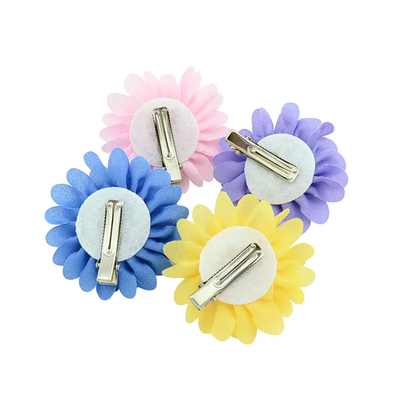 

12pcs/lot Approx 6cm Solid Fabric Flower Hair Cips Hairgrips Girls DIY Headdress Floral Hairpins Baby Kids Hair Accessories
