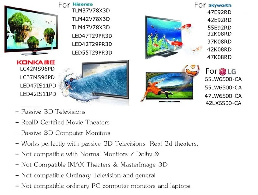 Детские 2 шт. в упаковке Детские кинотеатры 3D очки для телевизоров LG 3D-Детские пассивные круговые поляризованные 3D-очки Reald