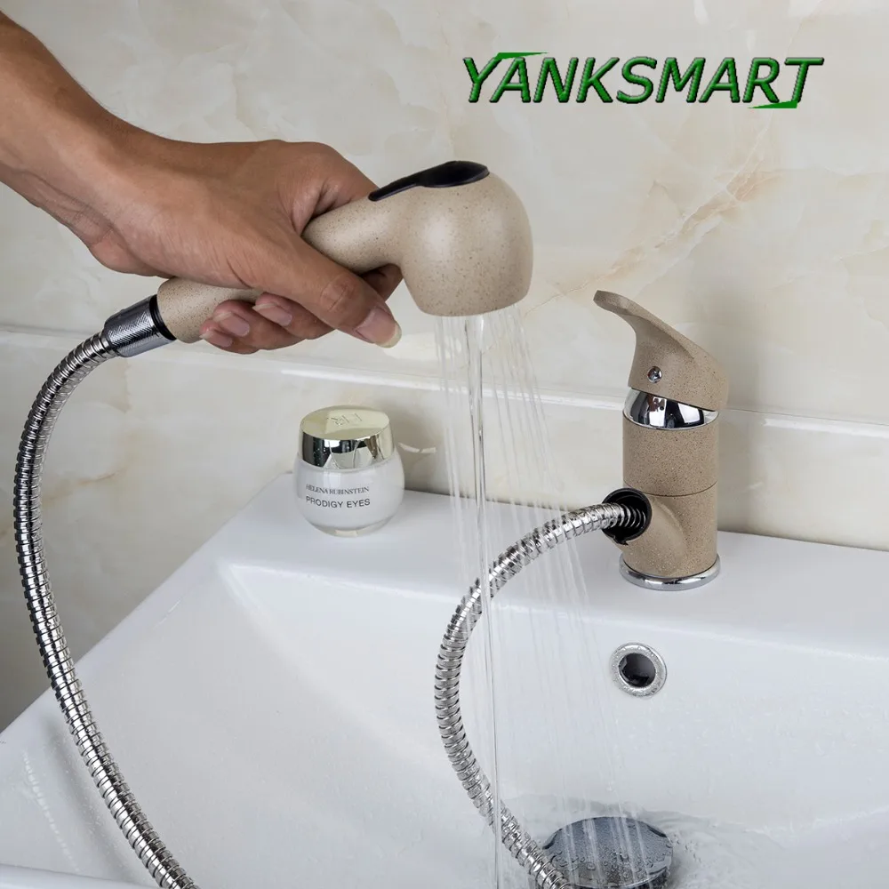 YANKSMART бежевый выдвижной кухонный кран поворотный Новый носик с одной ручкой