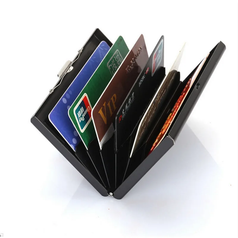 Rfid черная нержавеющая стальная металлическая карточка держатель для женщин и