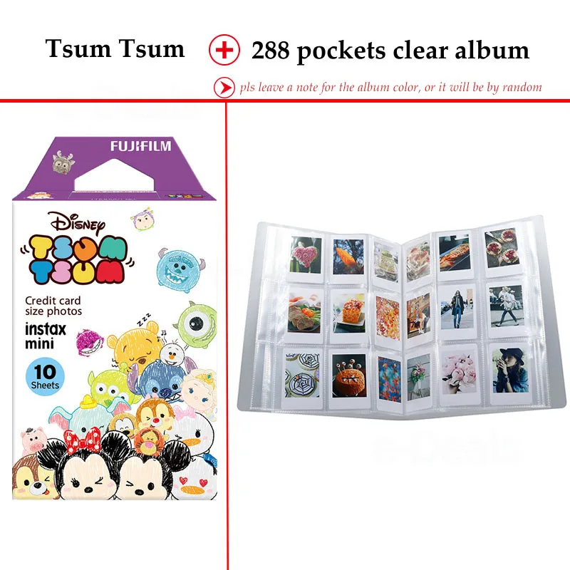 Fujifilm Instax Мини пленка Tsumtsum 10 листов fr Instax Mini 9 8+ 7 s 70 90 25 мгновенный Polariod камера принтер для смартфонов SP-2 1 - Цвет: Film and 288P Album