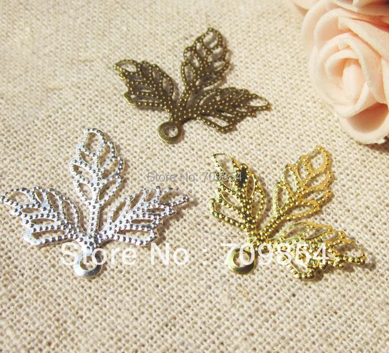 Бесплатная доставка! 100 шт./лот античная бронза/белый К/позолота 25*23 мм кленовые