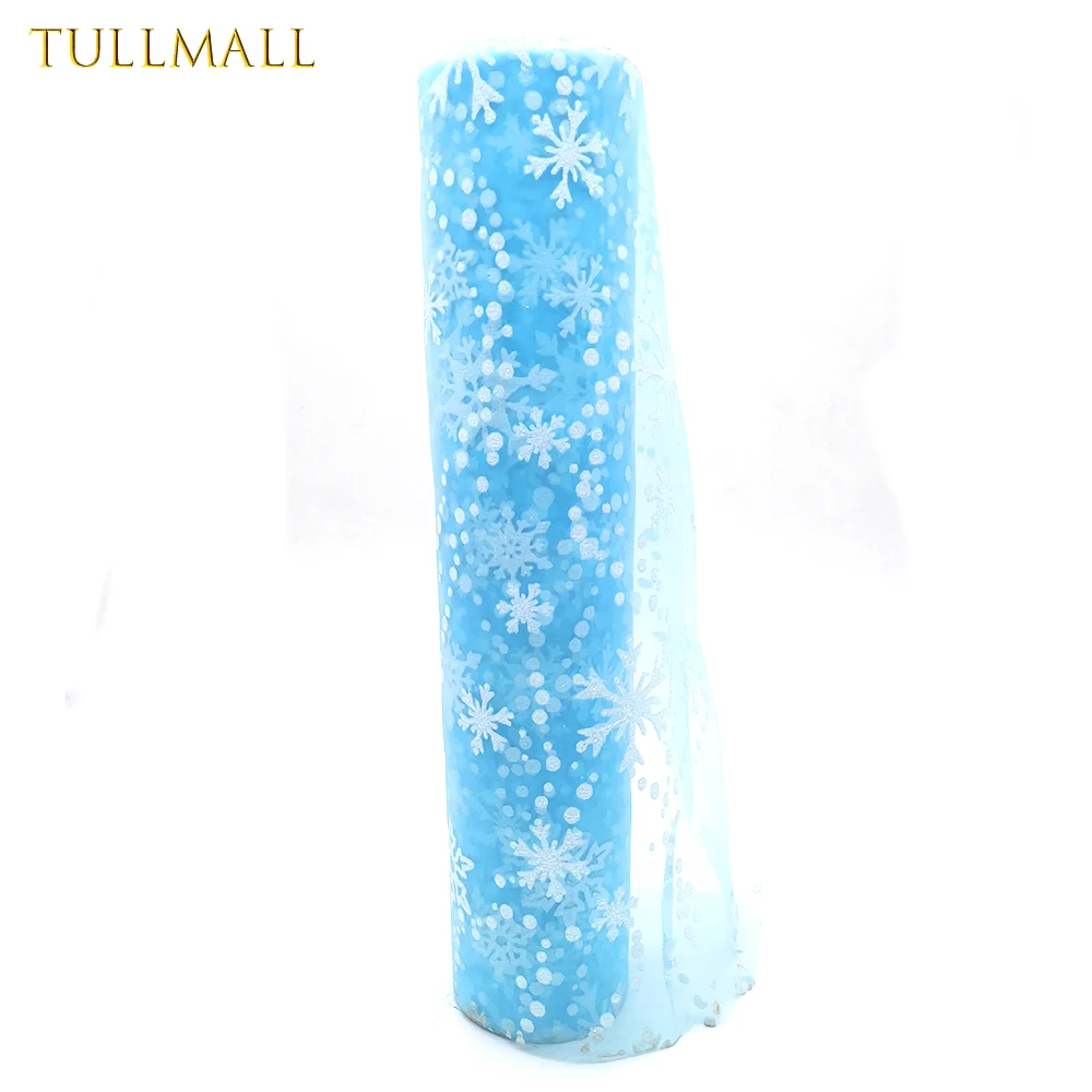 TULLMALL Принцесса Эльза Снежинка тюль ролл 27 см X 10 ярдов блеск снег лук Ремесло Замороженные вечерние свадебные украшения