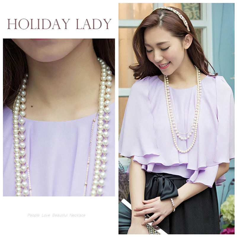 Новое ожерелье из бисера JIOFREE 2018 модное жемчуга длинное сплава с Гальваническим