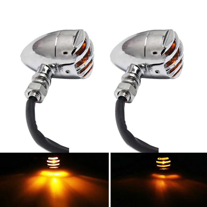 

2PCS/Pair Vintage Motor Motorcycle Led Turn Signal Indicators Rear Bullet Turn Signal Motorcycle Amber Blinker For Harley