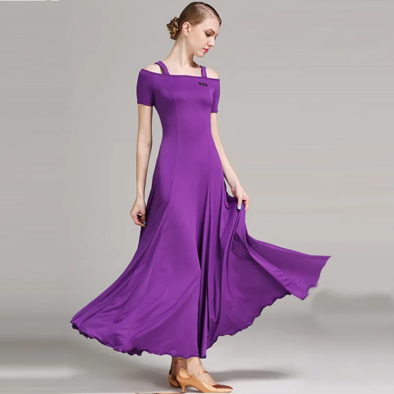 

New Modern Dance Dress Short Sleeve Standard Ballroom Suit Women New Waltz Flamenco Dancing Costume 4 Colors B-6067