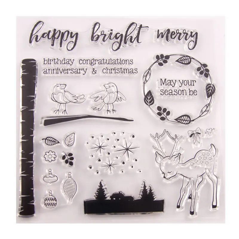 Счастливого Рождества прозрачные силиконовые штампы DIY тиснение для