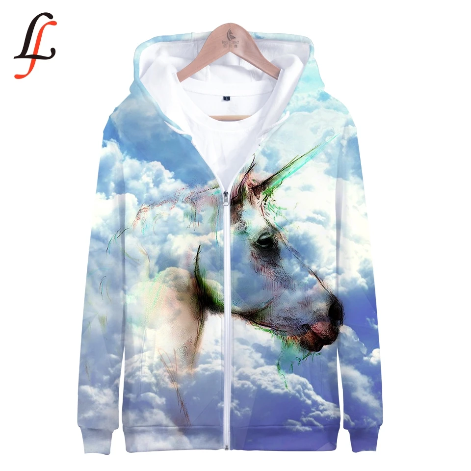 Unicorn 3D Harajuku K Pop Zipper up Hoodies Sweatshirts harajuku Sweatshirt Tops Casual Pullover Streetwear Moletom 2019 |
