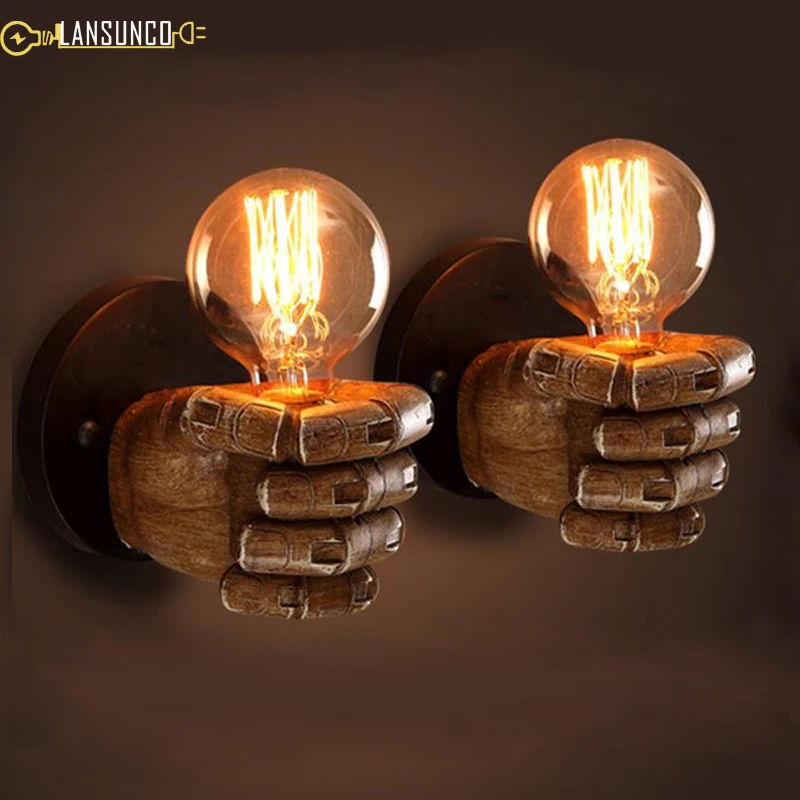 Vintage Wall Lamps Industrial Sconce Lights Fist Wandlamp For Storefront Bedroom Light Fixtures Retro Lamparas De Pared | Лампы и