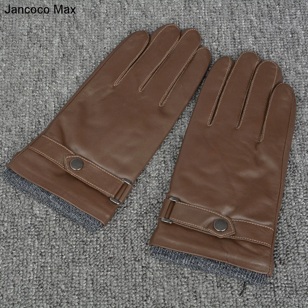 Jancoco Max новые зимние высококачественные перчатки из овечьей кожи мужские все ручной работы черные и коричневые варежки S2060