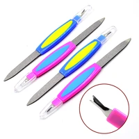 multi functional stainless steel nail file buffer double side grinding rod manicure pedicure scrub nails art cuticle pusher tool