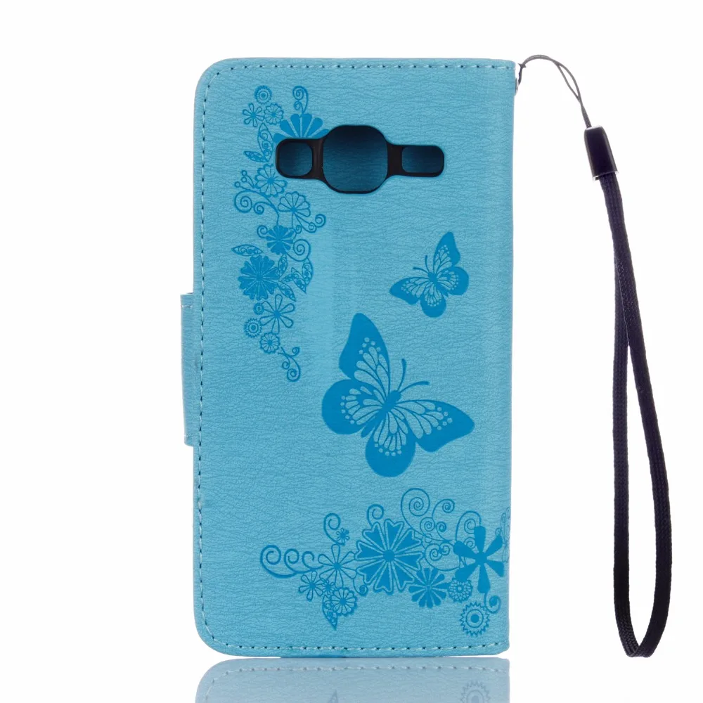 Ретро Печать Бабочка Бумажник Флип кожаный чехол держатель карты ремешок Стенд