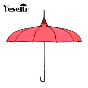 Красная башня Yesello, в форме пагода, женская, большая, с длинной ручкой, Классическая башня, Зонт от дождя и пагода