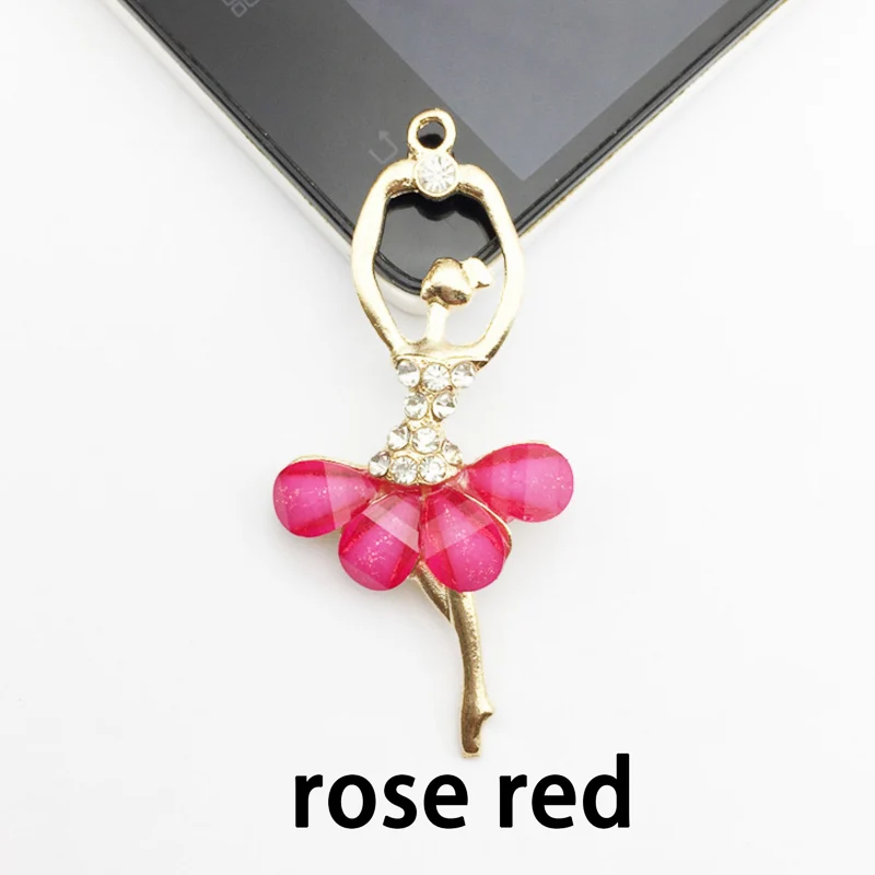 rose red 5 шт./партия, 2,8x5,9 см, Модный Красочный танцор балет для девочек, танцевальное ожерелье с подвеской для девочек, Рождественский подарок на день Святого Валентина - Окраска металла: rose red