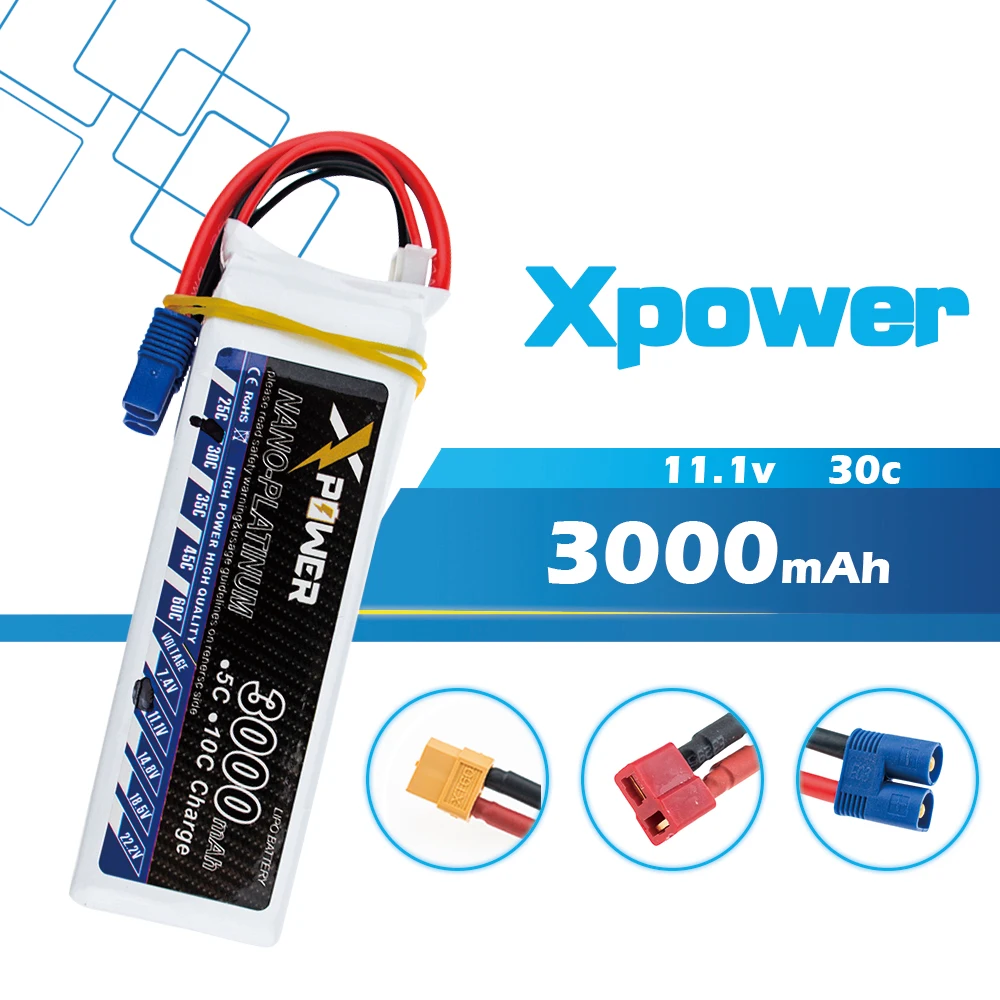 11 1 В 3S 3000 мАч батарея 30C max 35C EC3 XT60 T разъем Xpower литиевые батареи для