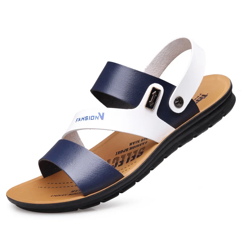 Мужские сандалии повседневная обувь из натуральной кожи удобная для пляжа лето