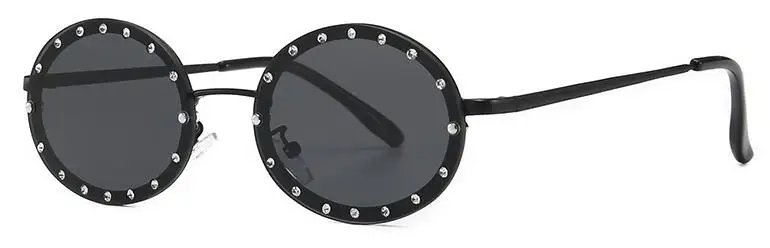 C1 black gray Винтажные Ретро Круглые бриллиантовые декоративные маленькие овальные солнцезащитные очки мужские роскошные брендовые солнцезащитные очки для женщин прозрачные красные очки UV400 - Цвет линз: C1 black gray