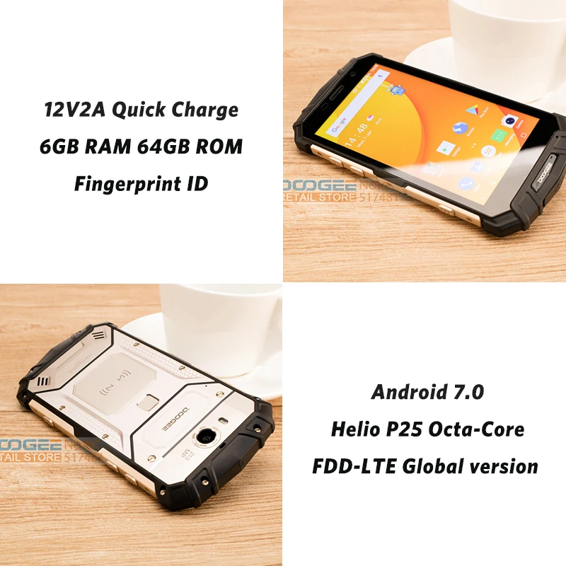 DOOGEE S60 водонепроницаемый смартфон с IP68 Android 7 0 5 2 &quotFHD Helio P25 Восьмиядерный 6 ГБ 64 21MP