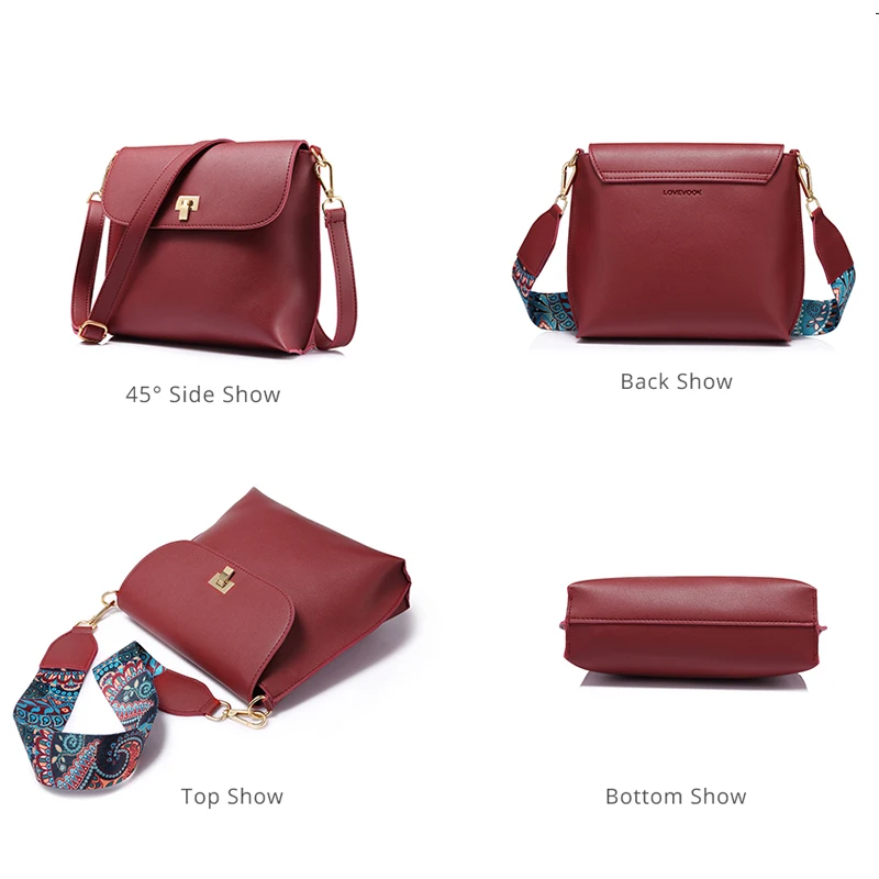 LOVEVOOK брендовая модная цветная сумка на плечо с широким ремешком женская