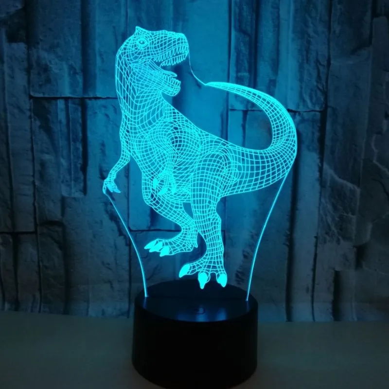 Красочная сенсорная 3d лампа Иллюзия светодиодный ночник USB динозавр атмосфера