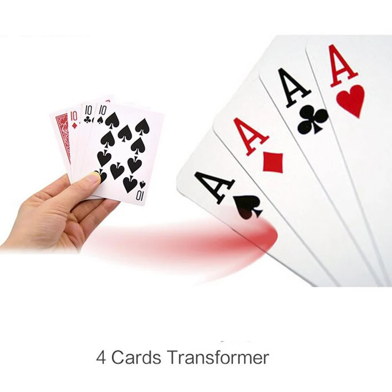 

4 Cards Transformer Magic Tricks 10 To A Card Magic Props 10 Change A Magic Sets Close Up Street Card Props