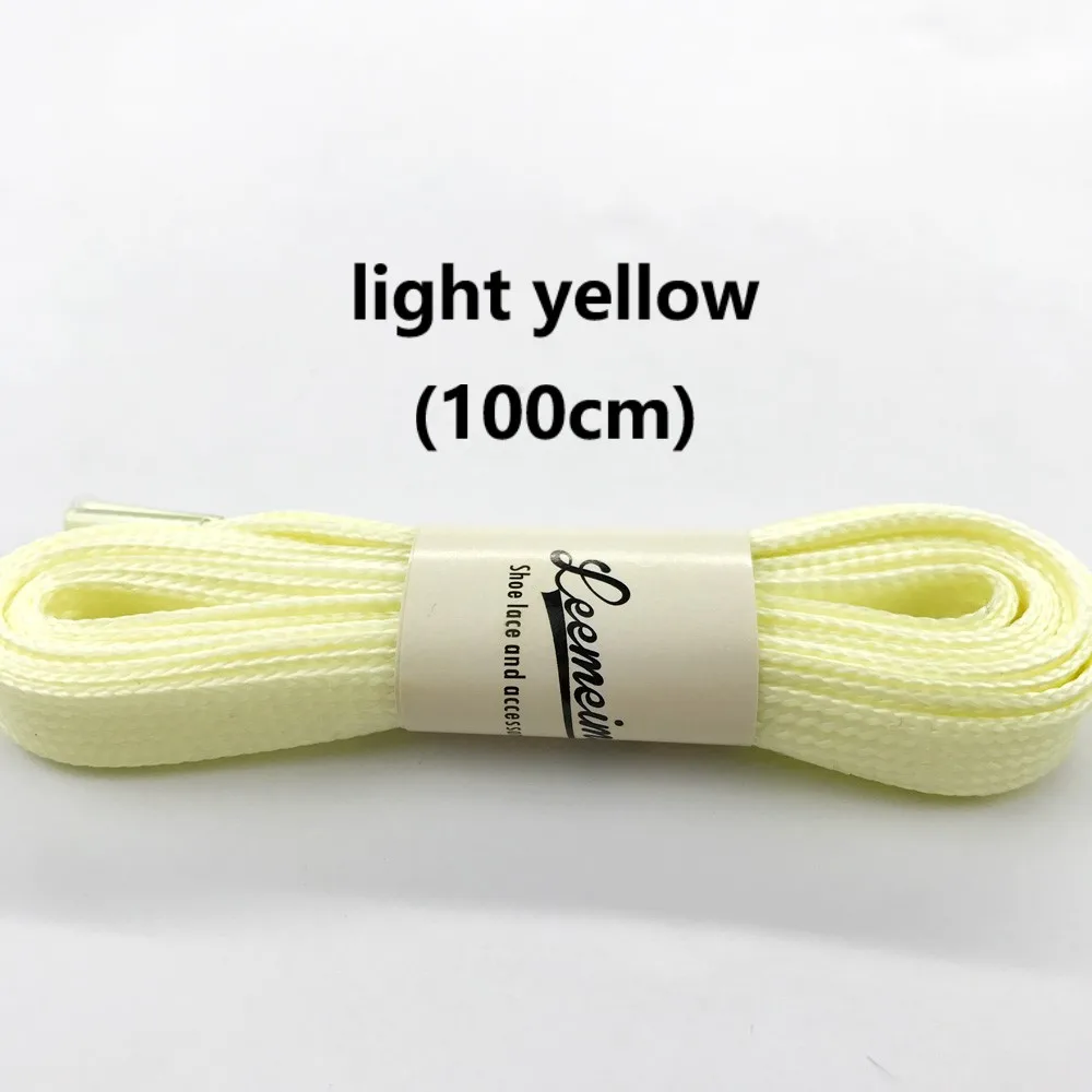 light yellow 100cm 1 пара 80-100 см Спортивные Светящиеся шнурки светится в темноте Цвет флуоресцентные шнурки спортивная обувь кружева Светоотражающие Шнурки - Цвет: light yellow 100cm
