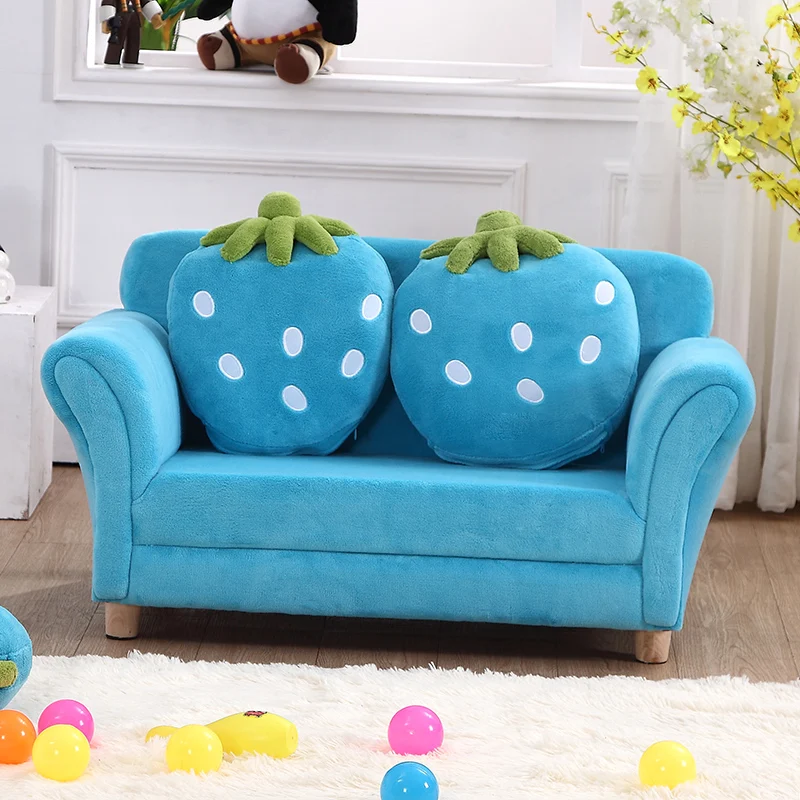 S1 blue double Луи модные детские диваны Мини корейский мультфильм клубника маленькое украшение детской комнаты двойной - Цвет: S1 blue double