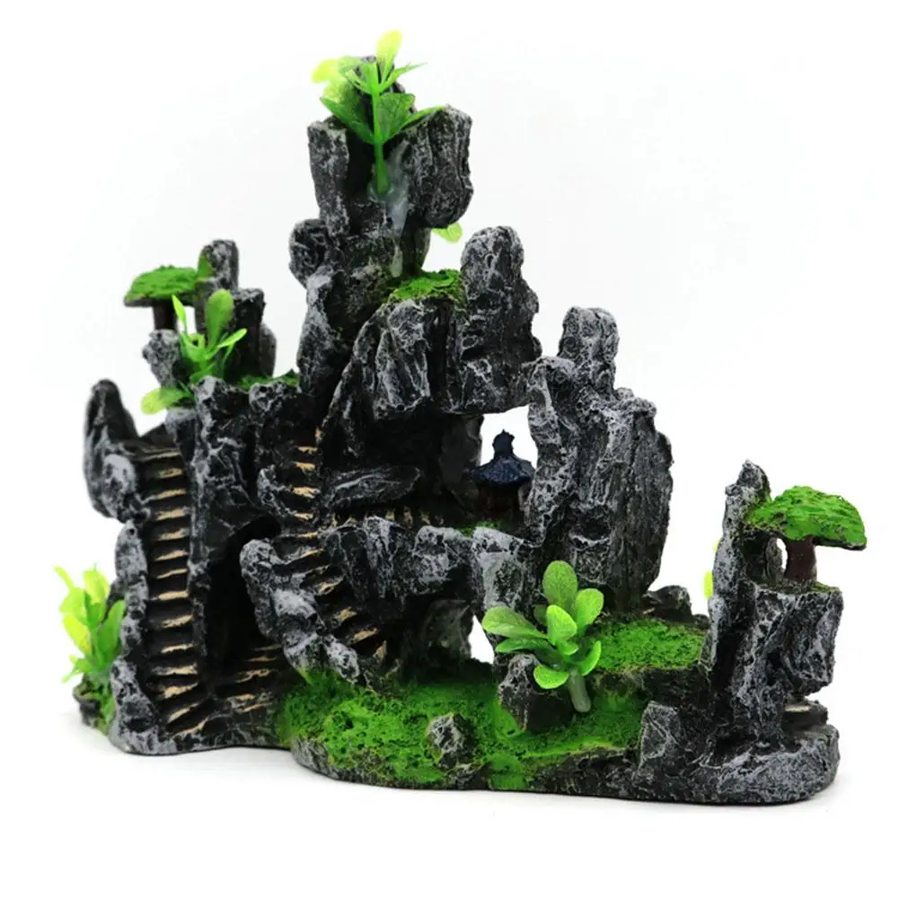 Аквариум Смола Rockery экологически чистый камень трава орнамент аквариум Имитация