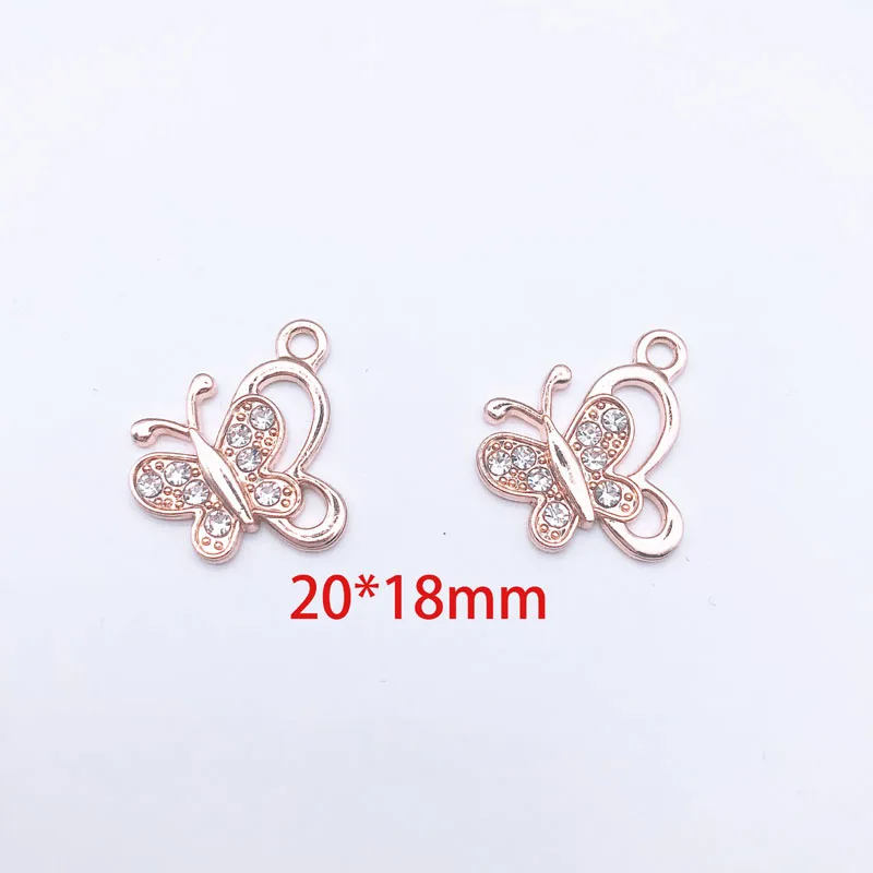 Butterfly gold 10 шт. Стразы жемчуг Бабочка Подвески в виде Луны, звезды сияющий кристалл плавающий браслет решений Подвески самодельные ювелирные аксессуар YZ235 - Окраска металла: Butterfly gold
