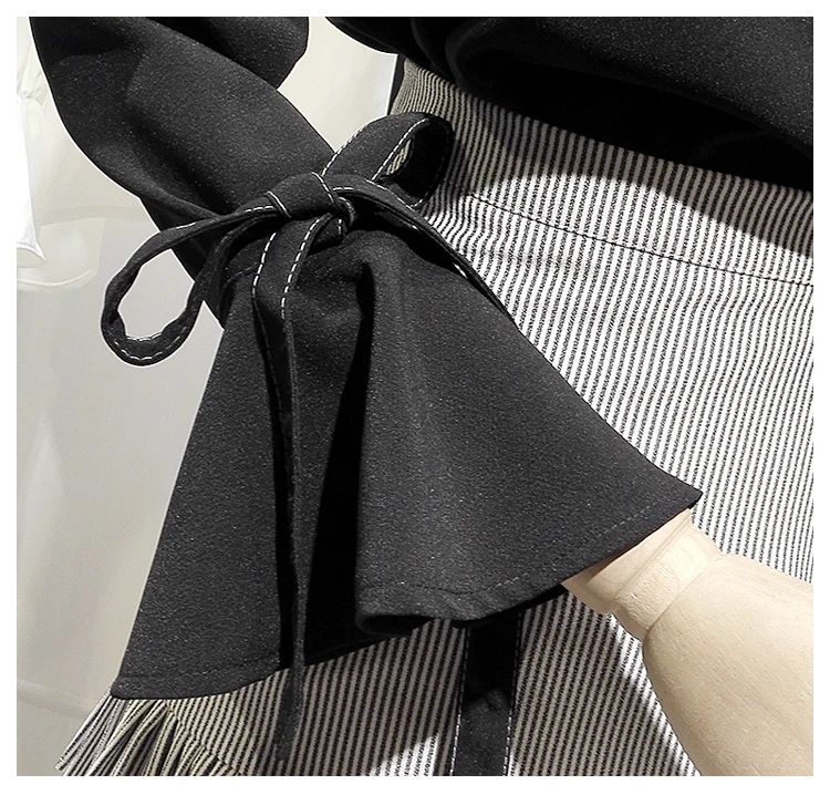

Lady Korean Lacing up Bow Flare Sleeve Chiffon Shirts Blouses Clothes Female Elegant Office Work Black Long Sleeve Shirts Blouse