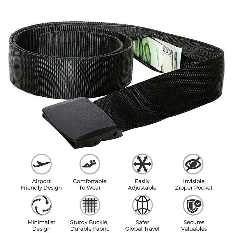 

Travel Security Belt Invisible Money Pouch Money Wallet Pockets Waist Belt Packs Pouch Wallet Fanny Bag Casual Nylon Women Men