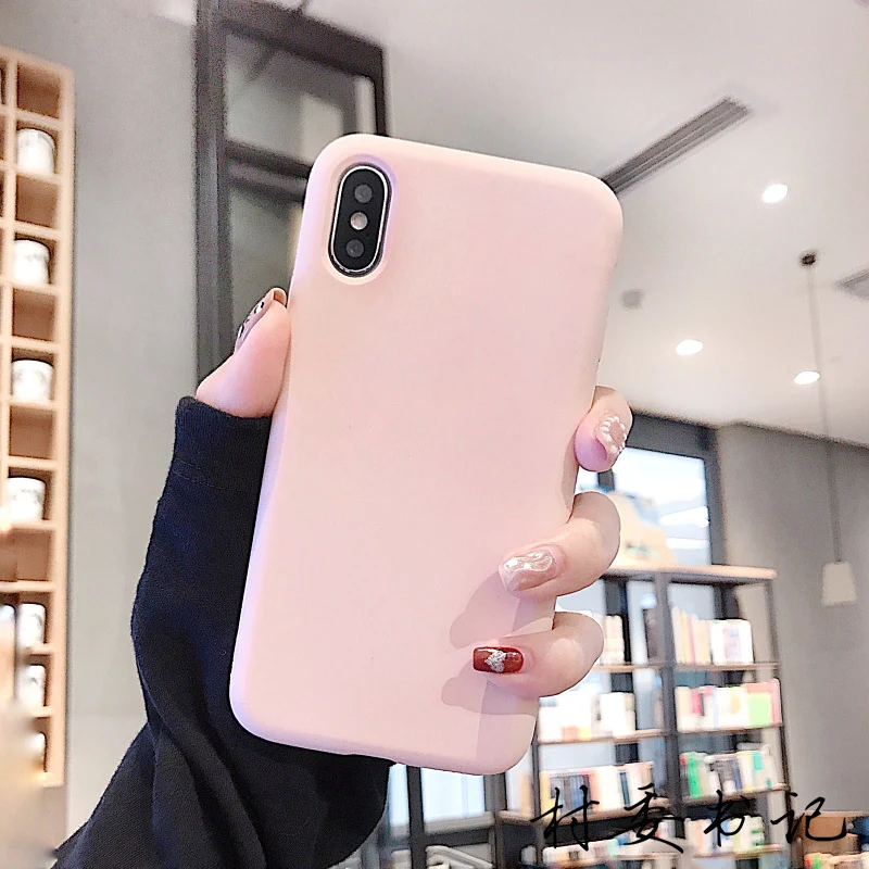 Чистый цвет для IPhone X Xs XR Max защитный чехол мобильного телефона iPhone7 8 6s Plus Pinky color