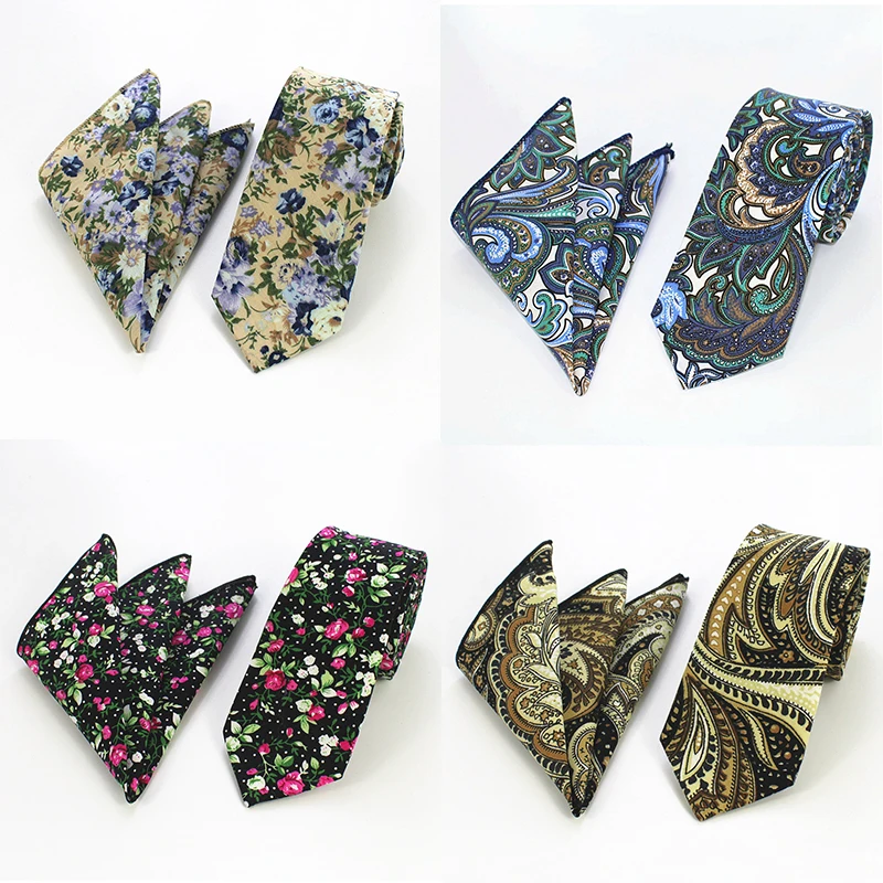 Комплект из 2 предметов RBOCOTT повседневные хлопковые галстуки и платок с цветочным