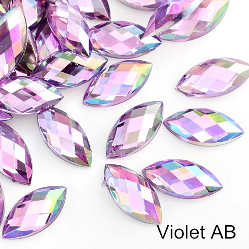 Violet AB 26 цветов, 100 шт, цветные акриловые Стразы без горячей фиксации, стразы в форме конского глаза с плоской обратной стороной, клей на камни для одежды, ногтей B1169 - Цвет: Violet AB
