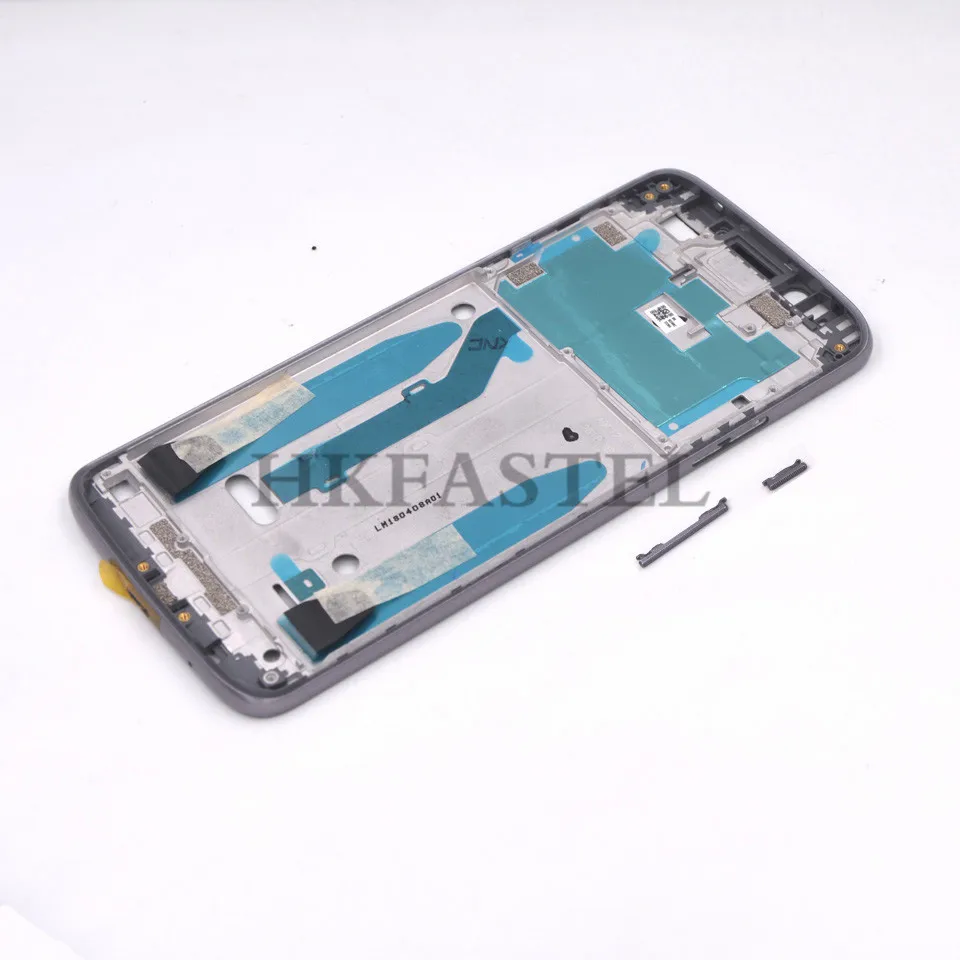 Front Frame Gray Hkfatel для Motorola Moto E5 E 5th Gen передний ЖК-дисплей рамка Корпус с кнопкой громкости питания задняя крышка батарейного отсека чехол - Цвет: Front Frame Gray