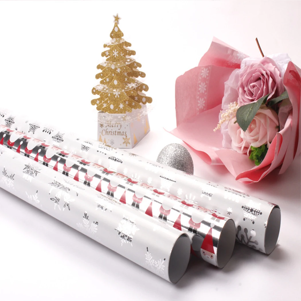 1 рулон Рождественская оберточная бумага креативные снежинки Санта Клаус