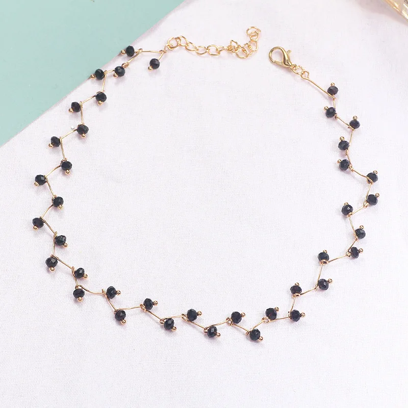 ZCHLGR Новое поступление Горячая Мода ожерелье из черных кристалов Bijoux простой крест Strand бисерные Чокеры ожерелье s женские ювелирные изделия