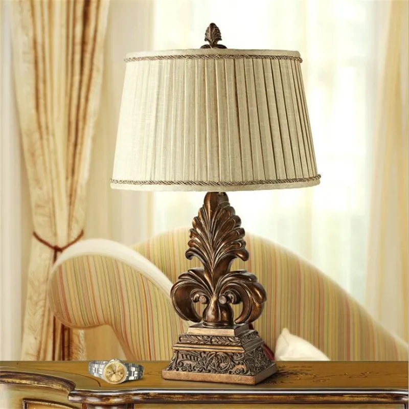 Классическая экзотическая деревенская смоляная ткань E27 настольная лампа для