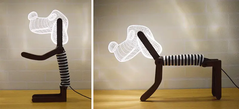 3D милая собака настольная лампа деревянная поддержка акриловый абажур USB затемнение Регулируемая осанка светодиодный настольный светильник для детей подарок на день рождения