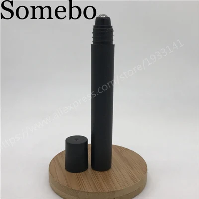 Black roller 10 шт./лот пустой матовый черный Пластик эфирное масло надевание крышки сверху бутылки флаконы с сталь Металлическая Шариковая Для Духов aromatherap - Цвет: Black roller