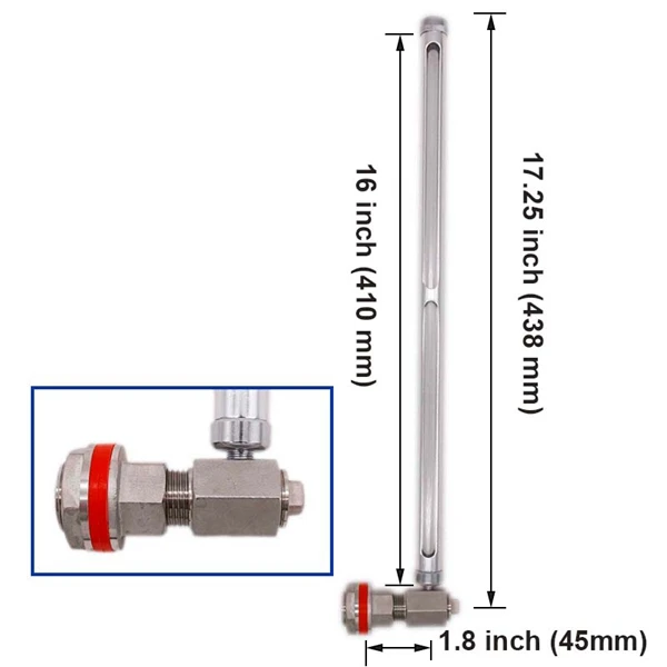 16 inch Sight Gauge Welless 1" и 16" смотровой прибор высокой температуры пищевого силикона шайбы, кварцевые трубки для домашнего пивоварения чайник бочонок смотровой прибор - Цвет: 16 inch Sight Gauge