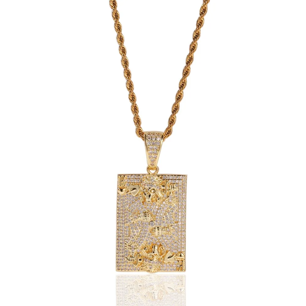 Для мужчин хип хоп iced out игры подвеска открытка ожерелья AAA модная с цирконием