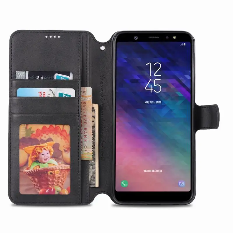 Чехол для samsung Galaxy A6 Plus a6plus, роскошный чехол, высокое качество, Магнитный Флип-кошелек, кожаный чехол для телефона для samsung A 6 360