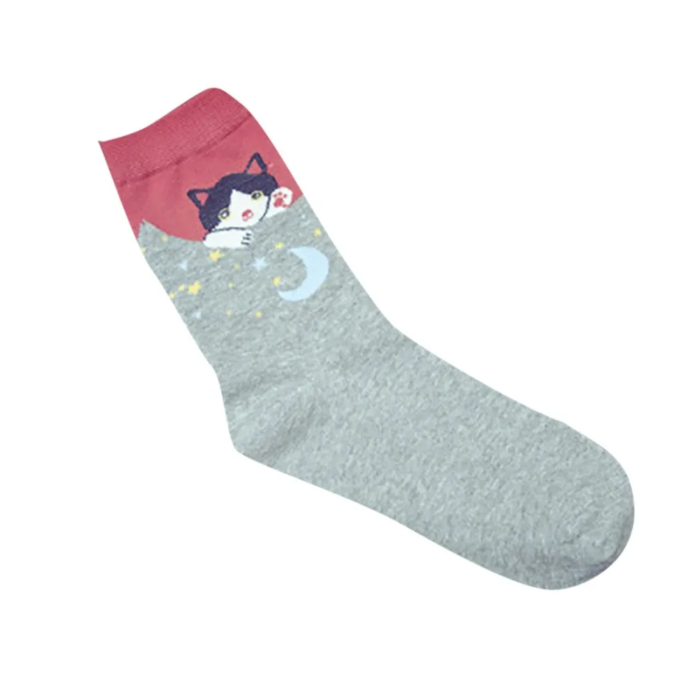 Серый ChamsGend, новинка, женские носки, маленькая серия с персонажами из мультфильмов о животных, милые Коты, модные носки, удобные, Прямая поставка A1 - Цвет: Серый