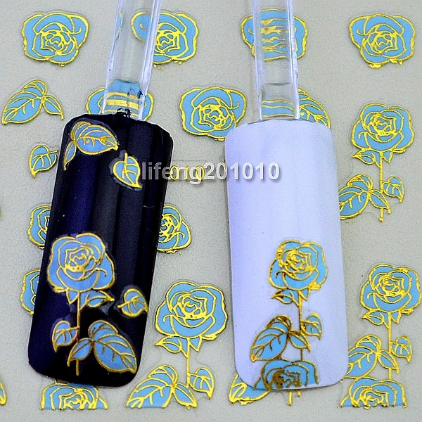 6 шт. синие розы 3D наклейки для ногтей дизайна украшения инструменты красоты