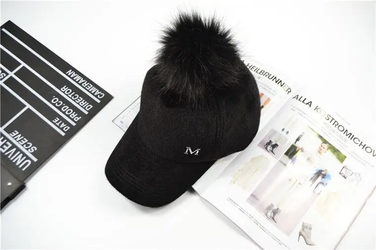 MAERSHEI зимняя женская бейсбольная кепка для волос модная M с буквами Snapback теплый плюшевый шар Корейская женская черная Casqutte Gorras Casu