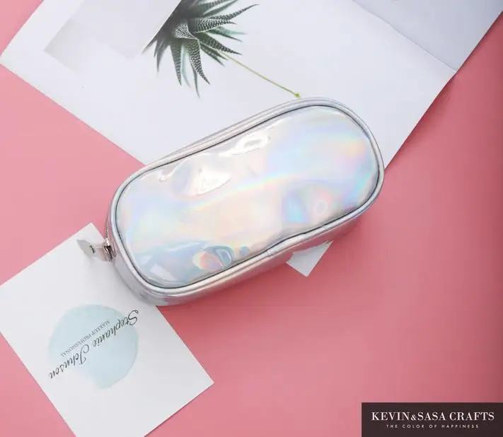 Переливающийся лазерный чехол для карандашей, качественные школьные принадлежности, канцелярские принадлежности Bts, Подарочный чехол для карандашей, школьный милый пенал, школьная сумка для карандашей - Цвет: White